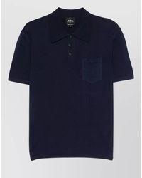 A.P.C. - Knit Polo Shirt Short Sleeves Pocket - Lyst