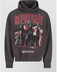 Represent - Hooded Sweatshirt Graphic Print Ribbed Cuffs Hem - Lyst