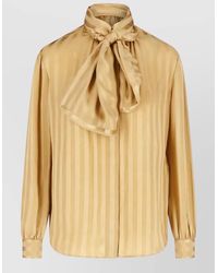 Saint Laurent - Striped Bow Tie Top High Neck - Lyst