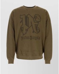 Palm Angels - Ribbed Crew Neck Cotton Sweatshirt - Lyst