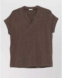 Brunello Cucinelli - V Neck Relaxed Fit Short Sleeve T-Shirt - Lyst