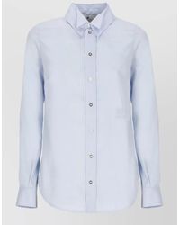 Elisabetta Franchi - Straight Collar Cotton Shirt Buttoned Long Sleeves - Lyst