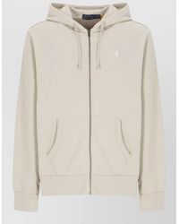 Ralph Lauren - Cotton Hooded Sweatshirt Drawstring Ribbed Cuffs Hem - Lyst