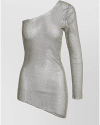 Santa Brands - Knitted Rhinestone One-Shoulder Asymmetric Mini Dress - Lyst