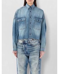 R13 - Cropped Denim Shirt Long Sleeve Design - Lyst