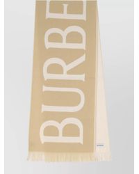 Burberry - Wool Logo-Intarsia Fringed Scarf - Lyst