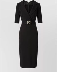 Pinko - Arnebia Dress Belted Waist V Neckline - Lyst