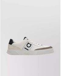 Ferragamo - Leather And Suede Sneaker With Gancini Detail - Lyst