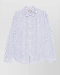Woolrich - Linen Shirt Striped Pattern Button Down Collar - Lyst