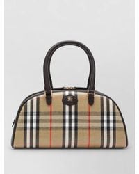 Burberry - Check Pattern Shoulder Bag Structured Shape Top Handles - Lyst
