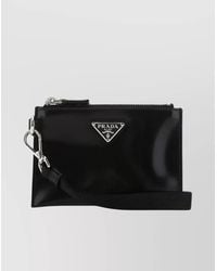 Prada - Leather Zip-Up Clutch Bag - Lyst