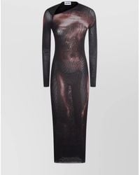 Jean Paul Gaultier - Sheer Fabric Asymmetric Neckline Long Sleeves Dress - Lyst