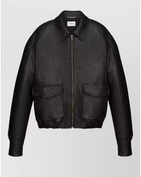 Saint Laurent - Leather Short Jacket - Lyst