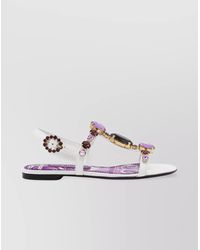Dolce & Gabbana - Heel Sandals With Embellished Jewel Accents - Lyst
