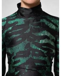 Dolce & Gabbana - Metallic Jacquard Zebra-Print Turtleneck Long-Sleeve Mini Dress - Lyst