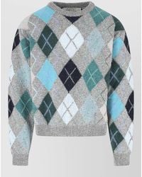 ERL - Crew Neck Argyle Knit Long Sleeve Sweater - Lyst