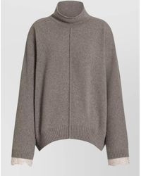 Alberta Ferretti - Cashmere Turtleneck Sweater Relaxed Cut Lace - Lyst