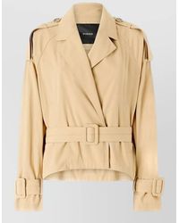 Pinko - Cotton Short Double-Breasted Trench Coat - Lyst