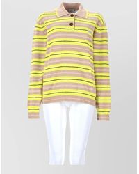 Paul Smith - Polo Collar Striped Knit Top Ribbed Trims - Lyst