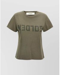 Golden Goose - Cropped T-Shirt With Reversed Text Print - Lyst