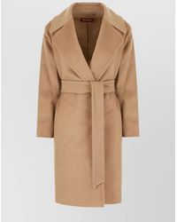 Max Mara - Waist Belted Long Sleeve Coat - Lyst