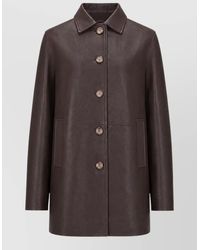 LA ROSE - Leather Single Breasted Coat - Lyst