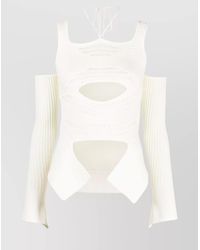 ANDREADAMO - Ribbed Knit Cutout Halterneck Top - Lyst