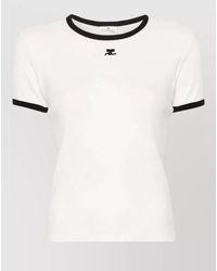 Courreges - Cotton Jersey Contrast Ribbed Logo-Print T-Shirt - Lyst