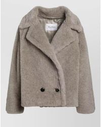 Max Mara - Cropped Faux Fur Double Breasted Jacket - Lyst