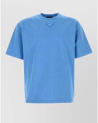 Prada - Ribbed Crew Neck Cotton T-Shirt - Lyst