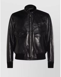 Tom Ford - Leather Jacket With Front Pockets And High Collar - Lyst