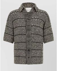 Roberto Collina - Mouliné Striped Knit Short Sleeve Cardigan - Lyst