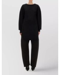 Lemaire - Textured Knit Long Sleeve Sweater With Side Slits - Lyst