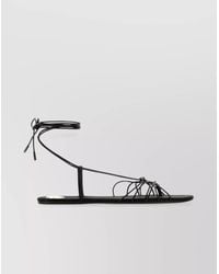 Saint Laurent - Leather Ankle-Strap Flat Sandals - Lyst