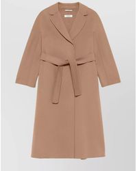 Max Mara - Drap Wool Coat Belted Waist - Lyst