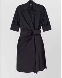 Pinko - Cotton Wrap V-Neck Short-Sleeve Knee-Length Dress - Lyst