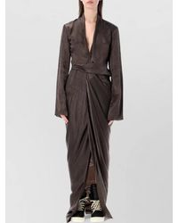 Rick Owens - Cupro Draped Wrap Maxi Dress - Lyst