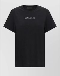 Moncler - Ribbed Cotton Logo Embroidered T-Shirt - Lyst