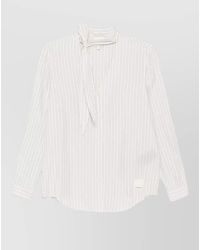 Emporio Armani - Long Sleeve Top Self Tie Neck Striped - Lyst
