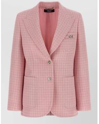 Versace - Check Blazer Jacket Buttoned Cuffs Notch Lapel - Lyst