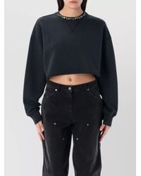 Golden Goose - Cotton Crystal Embellished Cropped Oversized Sweatshirt - Lyst