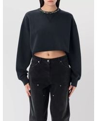 Golden Goose - Cotton Crystal Embellished Cropped Oversized Sweatshirt - Lyst