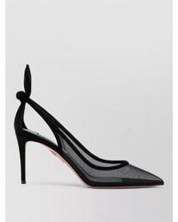 Aquazzura - Pointed Toe Pumps Stiletto Heel Mesh Bow - Lyst