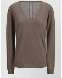 Rick Owens - Wool Fine-Knit V-Neck Long-Sleeve Sweater - Lyst