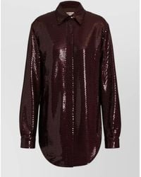 Alberta Ferretti - Sequin Shirt Relaxed Fit Curved Hem Long Sleeves - Lyst