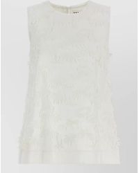 P.A.R.O.S.H. - Cubo26 Blouse Sleeveless Round Neck Embroidery - Lyst
