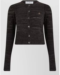Vivienne Westwood - Metallic Knit Logo Embroidered Cardigan - Lyst