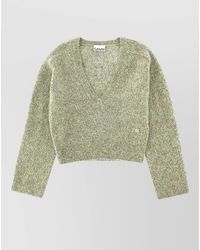 Ganni - V Neck Cropped Sweater Long Sleeves - Lyst
