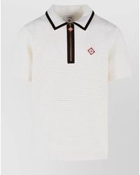 CASABLANCA - Waffle Stitch Wool Polo Shirt Contrast Collar - Lyst