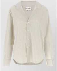 MM6 by Maison Margiela - Striped Cotton Relaxed-Fit Collarless Shirt - Lyst